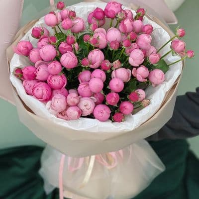 Букет пионовидных кустовых роз Сильва Пинк  thumbnail 2