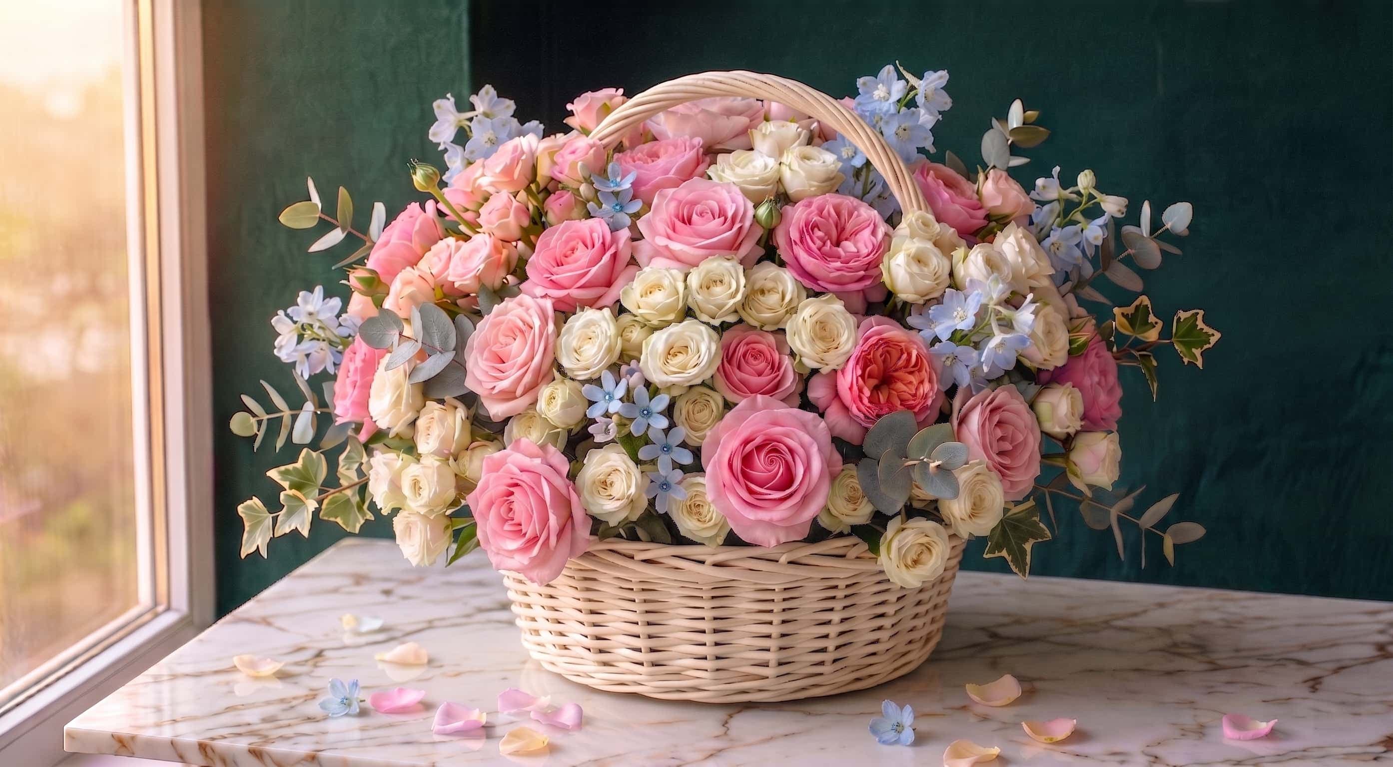 Цветы в корзине