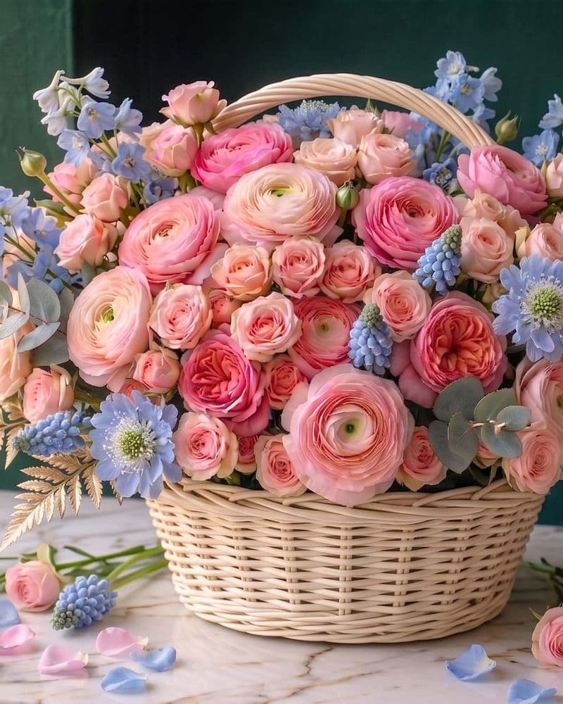 Цветы в корзине