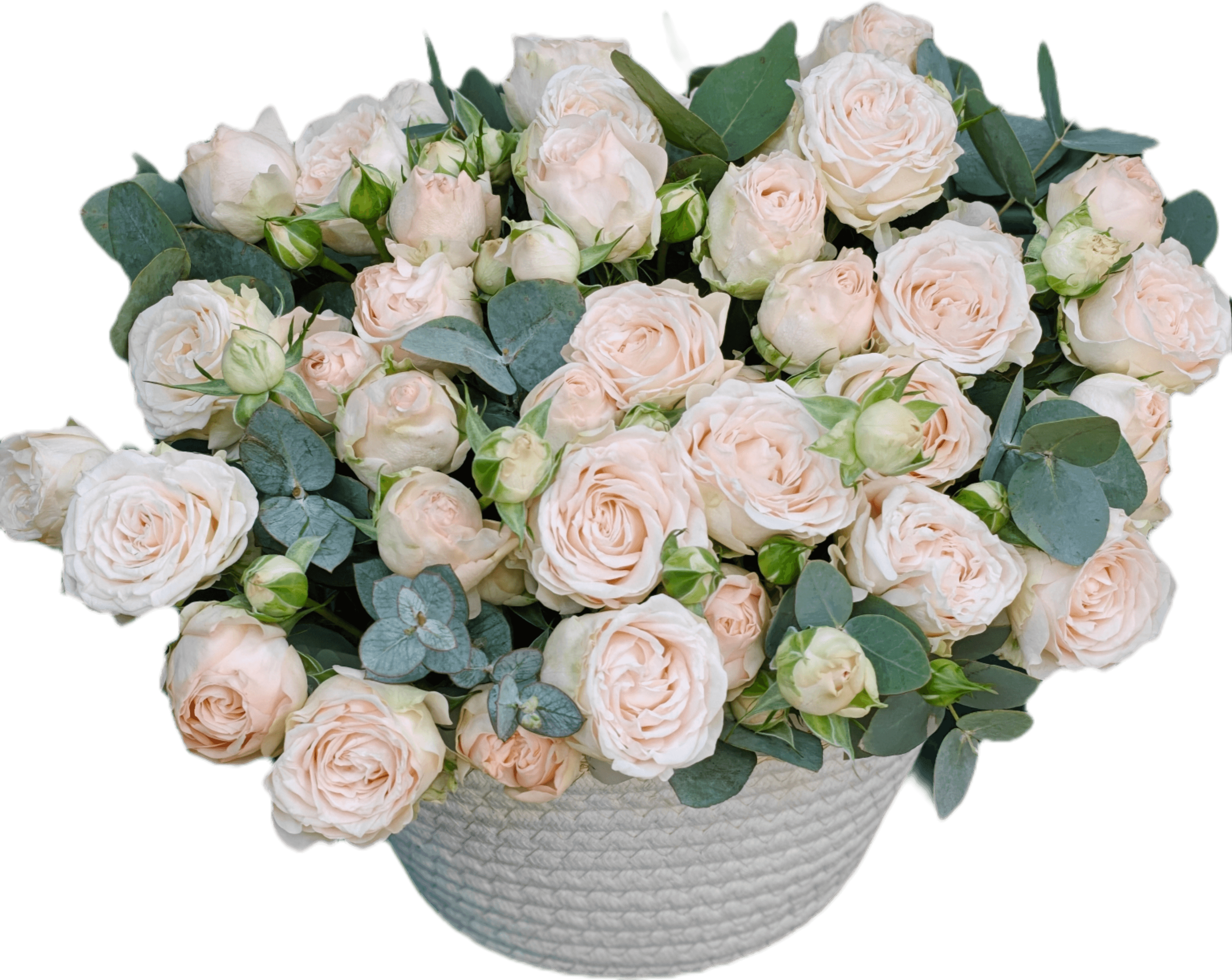 Корзина пионовидных роз